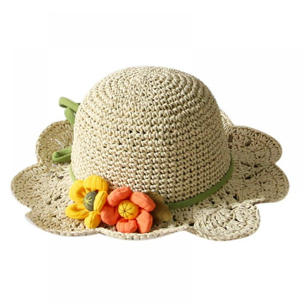 Handmade knitted cotton and linen hat sun holiday breathable summer hat flowers unique design